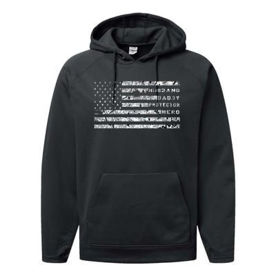 Husband Daddy Protector Hero Performance Fleece Hoodie