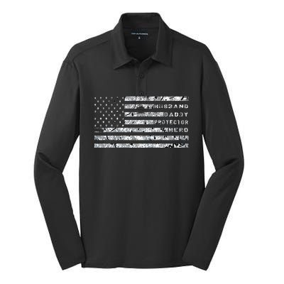 Husband Daddy Protector Hero Silk Touch Performance Long Sleeve Polo