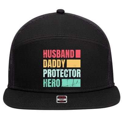 Husband Daddy Protector Hero 7 Panel Mesh Trucker Snapback Hat