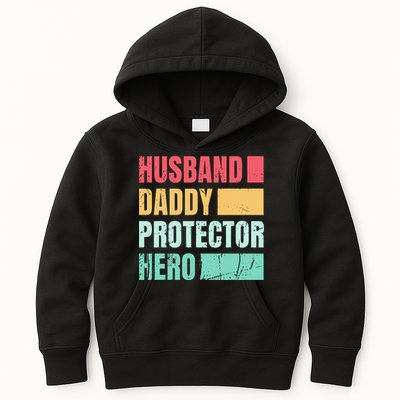Husband Daddy Protector Hero Kids Hoodie