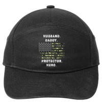 Husband Daddy Protector Hero Fathers Day Camo American Flag 7-Panel Snapback Hat