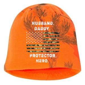 Husband Daddy Protector Hero Fathers Day Camo American Flag Kati - Camo Knit Beanie