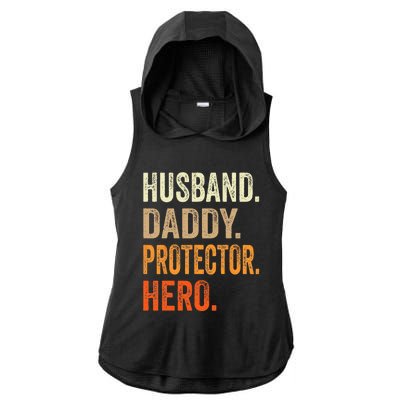 Husband Daddy Protector Hero Fathers Day Dad Funny Father Ladies PosiCharge Tri-Blend Wicking Draft Hoodie Tank