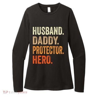 Husband Daddy Protector Hero Fathers Day Dad Funny Father Womens CVC Long Sleeve Shirt