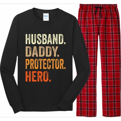 Husband Daddy Protector Hero Fathers Day Dad Funny Father Long Sleeve Pajama Set