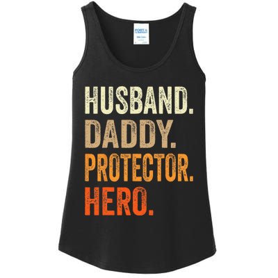 Husband Daddy Protector Hero Fathers Day Dad Funny Father Ladies Essential Tank