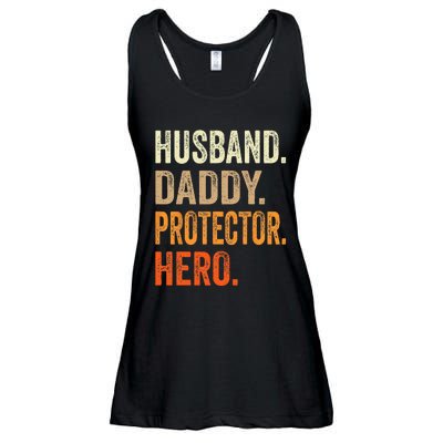 Husband Daddy Protector Hero Fathers Day Dad Funny Father Ladies Essential Flowy Tank