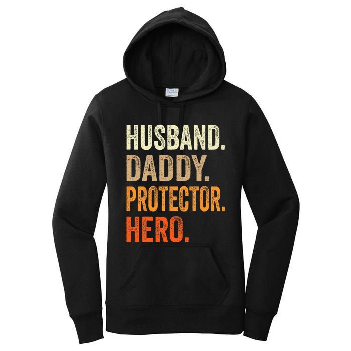 Husband Daddy Protector Hero Fathers Day Dad Funny Father Women's Pullover Hoodie