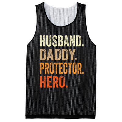 Husband Daddy Protector Hero Fathers Day Dad Funny Father Mesh Reversible Basketball Jersey Tank