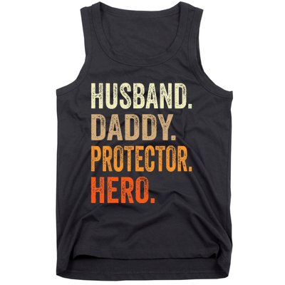 Husband Daddy Protector Hero Fathers Day Dad Funny Father Tank Top