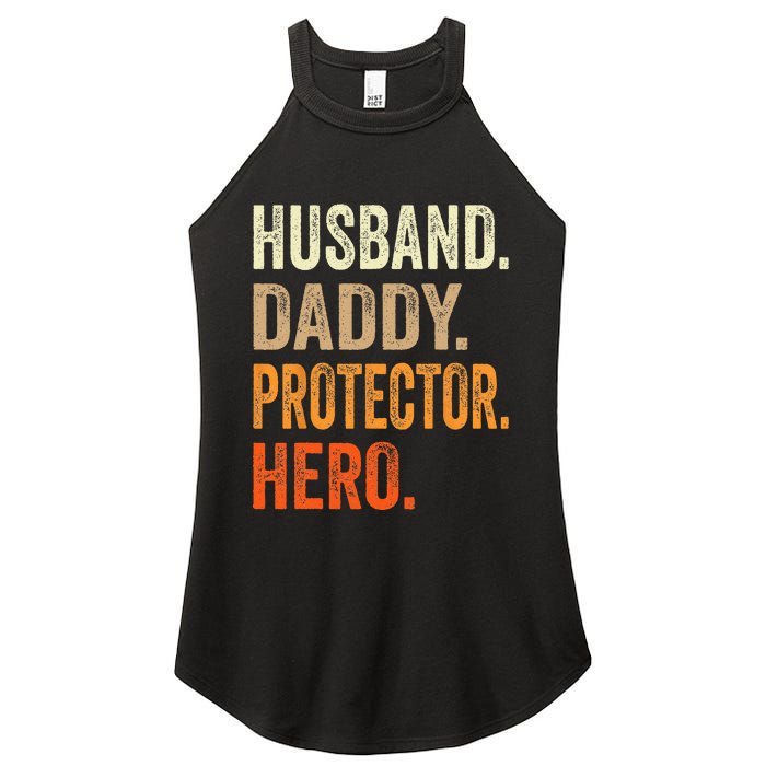 Husband Daddy Protector Hero Fathers Day Dad Funny Father Women's Perfect Tri Rocker Tank