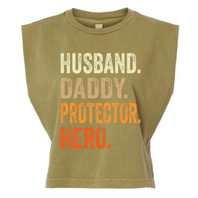 Husband Daddy Protector Hero Fathers Day Dad Funny Father Garment-Dyed Women's Muscle Tee