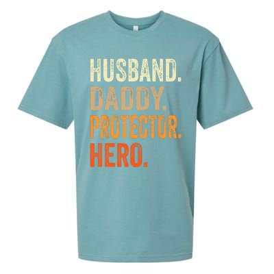 Husband Daddy Protector Hero Fathers Day Dad Funny Father Sueded Cloud Jersey T-Shirt