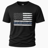 Husband Daddy Protector Hero Fathers Day American Flag Dad Cool Gift Cooling Performance Crew T-Shirt