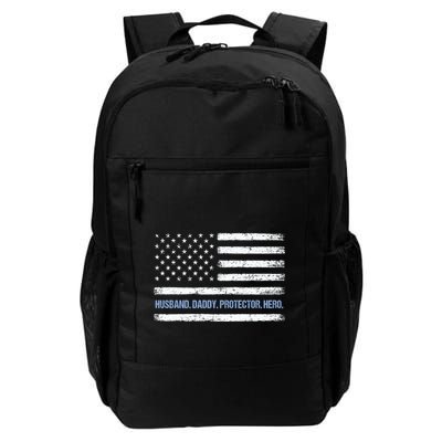 Husband Daddy Protector Hero Fathers Day American Flag Dad Cool Gift Backpack