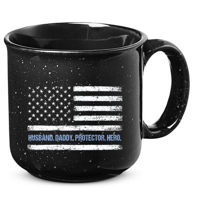 Husband Daddy Protector Hero Fathers Day American Flag Dad Cool Gift 15oz Campfire Ceramic Mug
