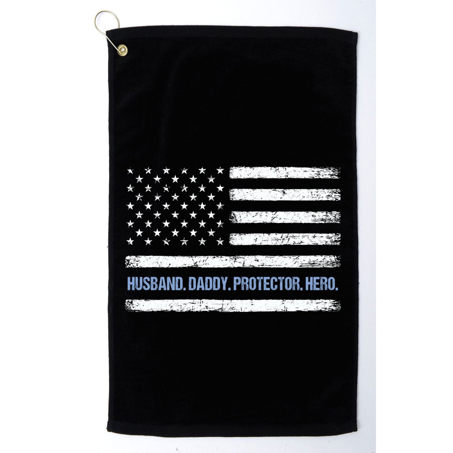 Husband Daddy Protector Hero Fathers Day American Flag Dad Cool Gift Golf Towel