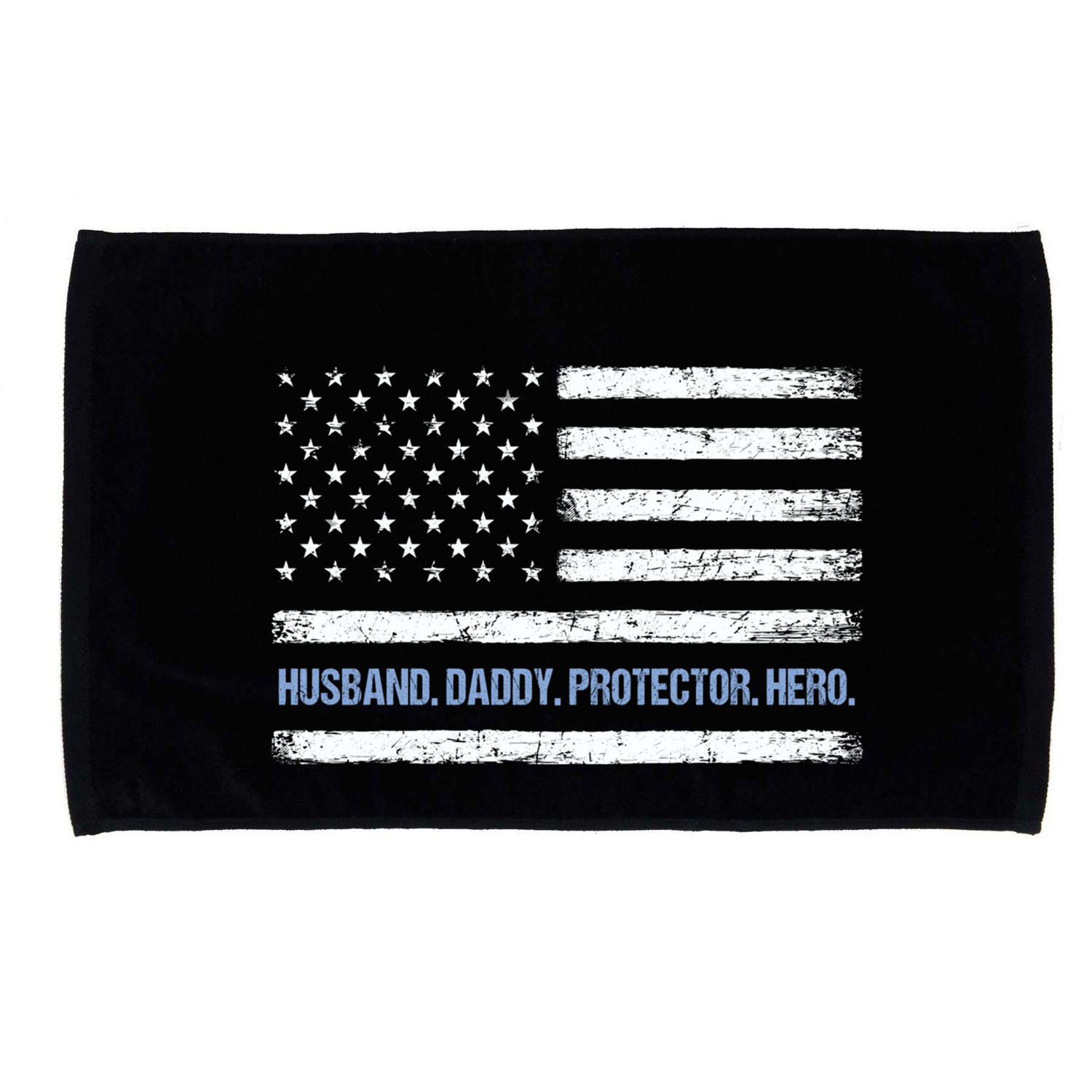 Husband Daddy Protector Hero Fathers Day American Flag Dad Cool Gift Microfiber Hand Towel