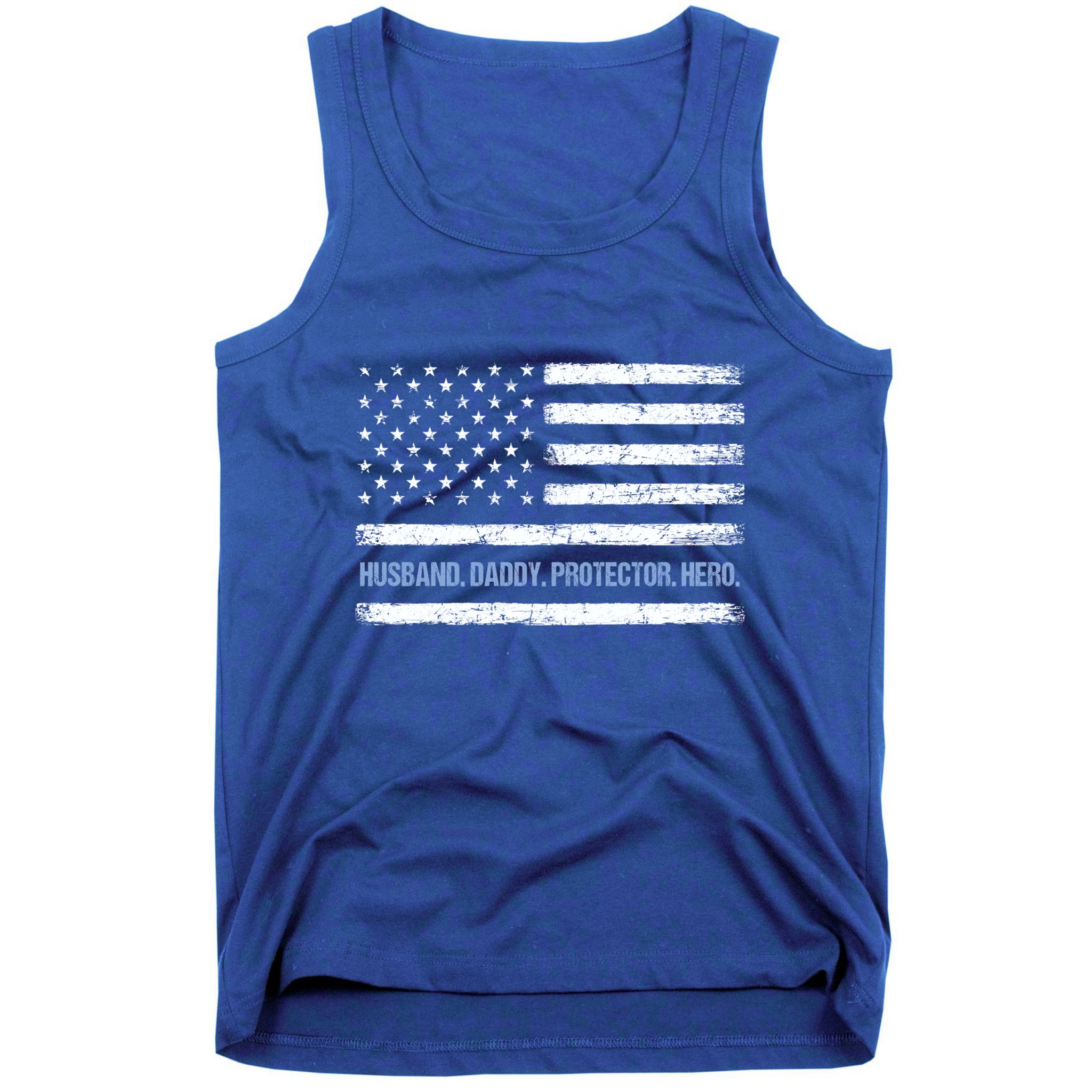 Husband Daddy Protector Hero Fathers Day American Flag Dad Cool Gift Tank Top