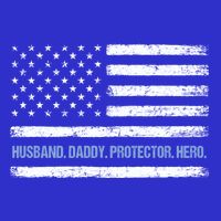 Husband Daddy Protector Hero Fathers Day American Flag Dad Cool Gift Kids T-Shirt