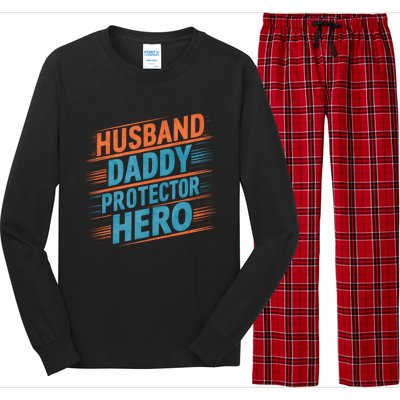 Husband Daddy Protector Hero Fathers Day Gift Long Sleeve Pajama Set