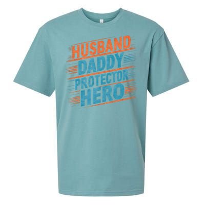 Husband Daddy Protector Hero Fathers Day Gift Sueded Cloud Jersey T-Shirt