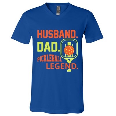 Husband Dad Pickleball Legend For Best Fathers Day Gift V-Neck T-Shirt