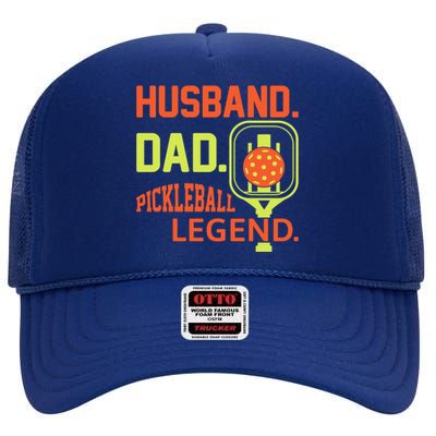 Husband Dad Pickleball Legend For Best Fathers Day Gift High Crown Mesh Back Trucker Hat