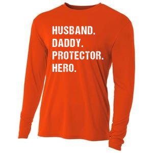 Husband Daddy Protector Hero Funny Gift Fathers Day Gift Cooling Performance Long Sleeve Crew