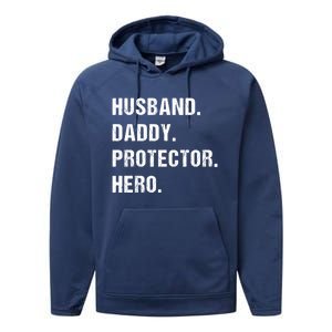 Husband Daddy Protector Hero Funny Gift Fathers Day Gift Performance Fleece Hoodie