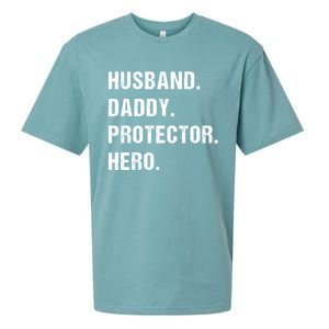 Husband Daddy Protector Hero Funny Gift Fathers Day Gift Sueded Cloud Jersey T-Shirt