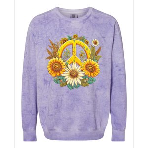 Hippie Daisy Peace Sign Retro Flower Sunflower Lovers Colorblast Crewneck Sweatshirt