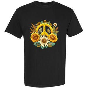 Hippie Daisy Peace Sign Retro Flower Sunflower Lovers Garment-Dyed Heavyweight T-Shirt