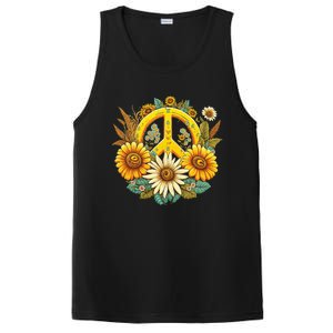 Hippie Daisy Peace Sign Retro Flower Sunflower Lovers PosiCharge Competitor Tank