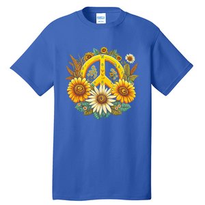 Hippie Daisy Peace Sign Retro Flower Sunflower Lovers Tall T-Shirt