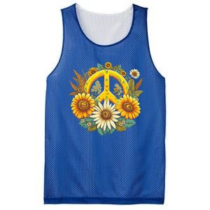 Hippie Daisy Peace Sign Retro Flower Sunflower Lovers Mesh Reversible Basketball Jersey Tank