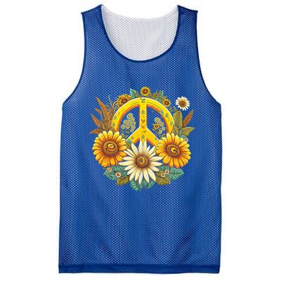 Hippie Daisy Peace Sign Retro Flower Sunflower Lovers Mesh Reversible Basketball Jersey Tank