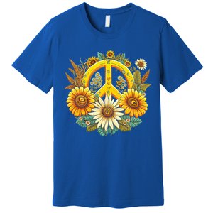 Hippie Daisy Peace Sign Retro Flower Sunflower Lovers Premium T-Shirt