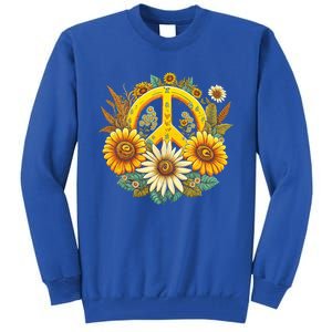 Hippie Daisy Peace Sign Retro Flower Sunflower Lovers Tall Sweatshirt