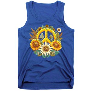 Hippie Daisy Peace Sign Retro Flower Sunflower Lovers Tank Top