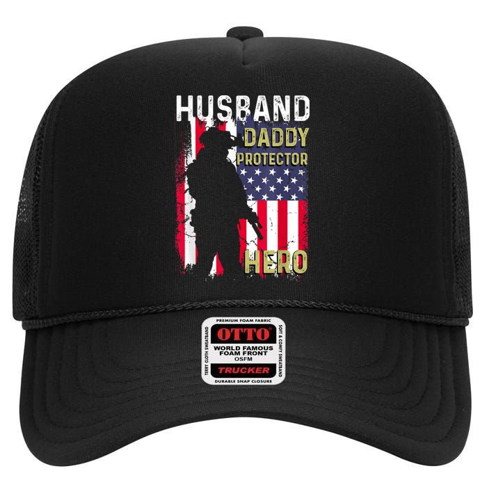 Husband Daddy Protector High Crown Mesh Back Trucker Hat