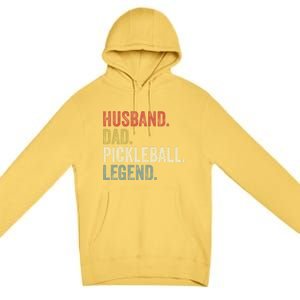 Husband Dad Pickleball Playings Retro 70s Style FatherS Day Gift Premium Pullover Hoodie