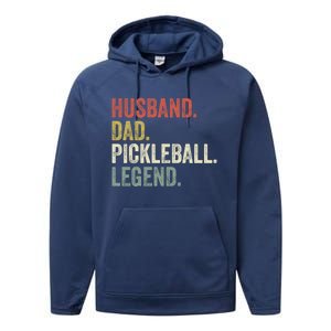 Husband Dad Pickleball Playings Retro 70s Style FatherS Day Gift Performance Fleece Hoodie