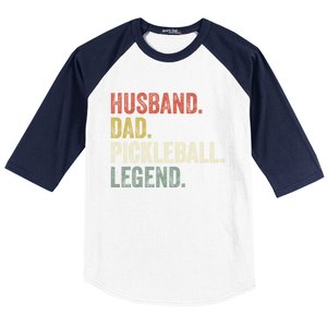 Husband Dad Pickleball Playings Retro 70s Style FatherS Day Gift Baseball Sleeve Shirt