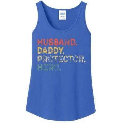 Husband Daddy Protector Hero Fathers Day Gift For Dad Wife Ladies Essential Tank