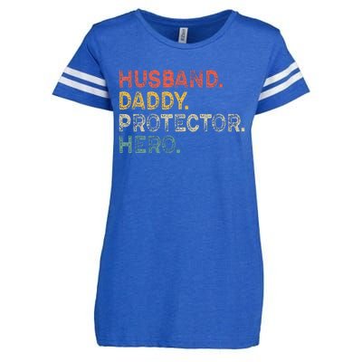 Husband Daddy Protector Hero Fathers Day Gift For Dad Wife Enza Ladies Jersey Football T-Shirt