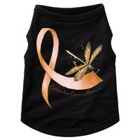 Hippie Dragonfly Peach Ribbon Endometrial Cancer Awareness Doggie Tank