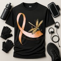 Hippie Dragonfly Peach Ribbon Endometrial Cancer Awareness Cooling Performance Crew T-Shirt