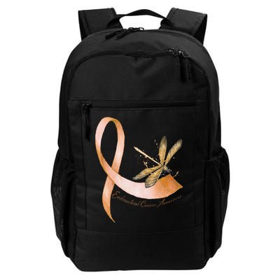 Hippie Dragonfly Peach Ribbon Endometrial Cancer Awareness Backpack