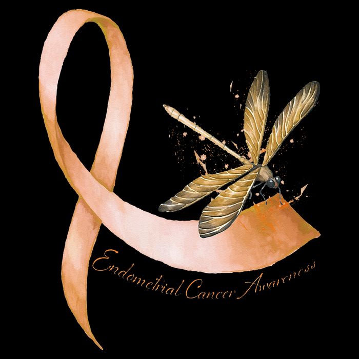 Hippie Dragonfly Peach Ribbon Endometrial Cancer Awareness Sustainable Bucket Hat
